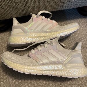 Adidas White Iridescent Running Shoes